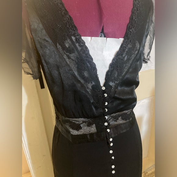 Downton Abbey style circa 2000 vintage silk bead embroidery lace dead stock - Picture 5 of 6